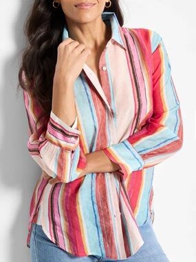 NIC+ZOE Horizon Breeze Button-Up Shirt Size S